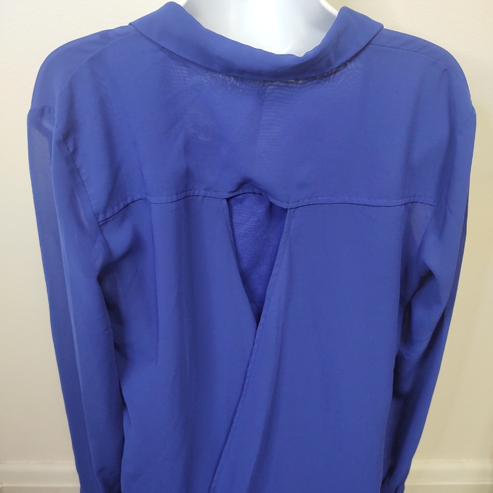 Open Criss Cross Back Button Down Blouse - image 4